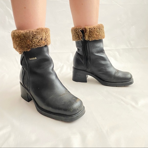 Anfibio size 7 heel leather boots - Italian made biker full grain pebble Sherpa - Picture 7 of 13